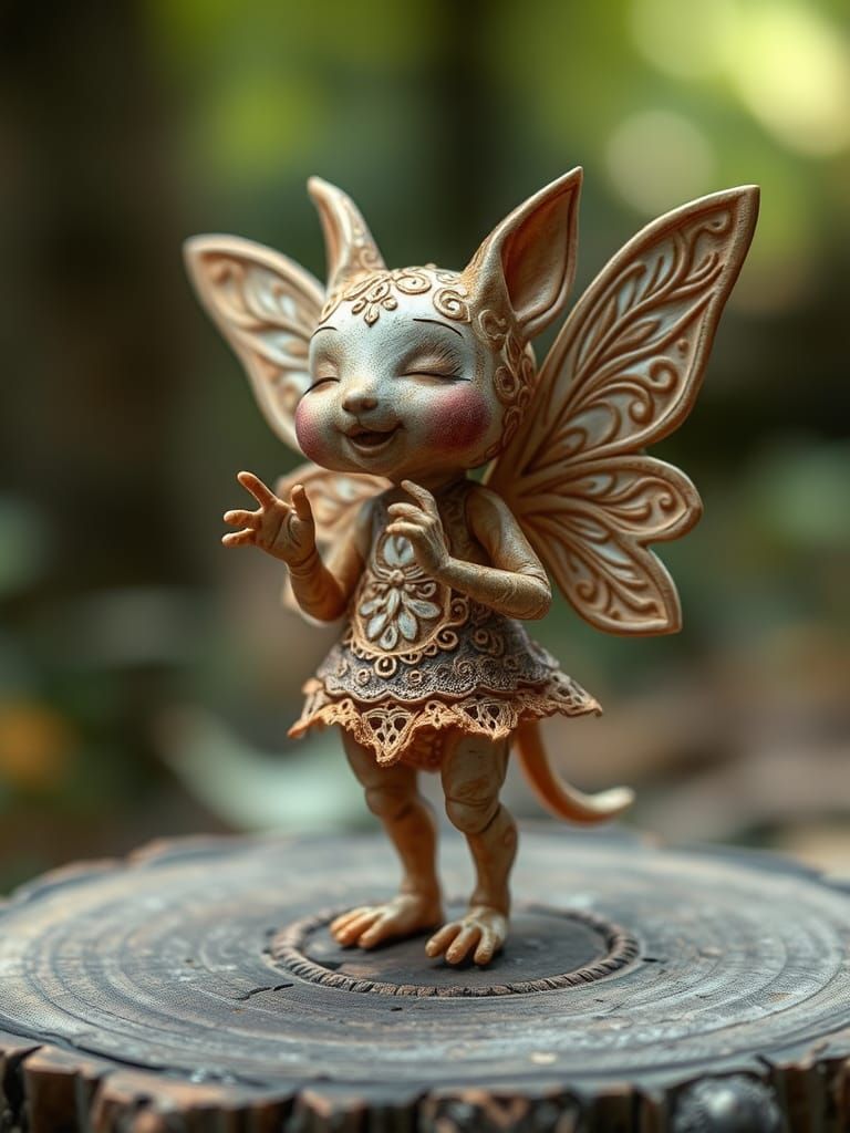 Chubby Pixie in Paisley Lace Carving