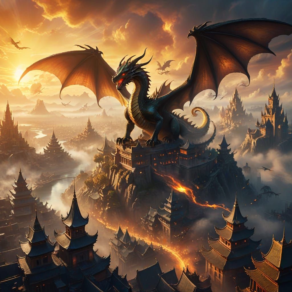 Shimmering City of Dragons: Fantasy Concept Art