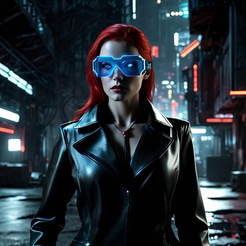 Android Detective in Neon-Lit Sci-Fi City