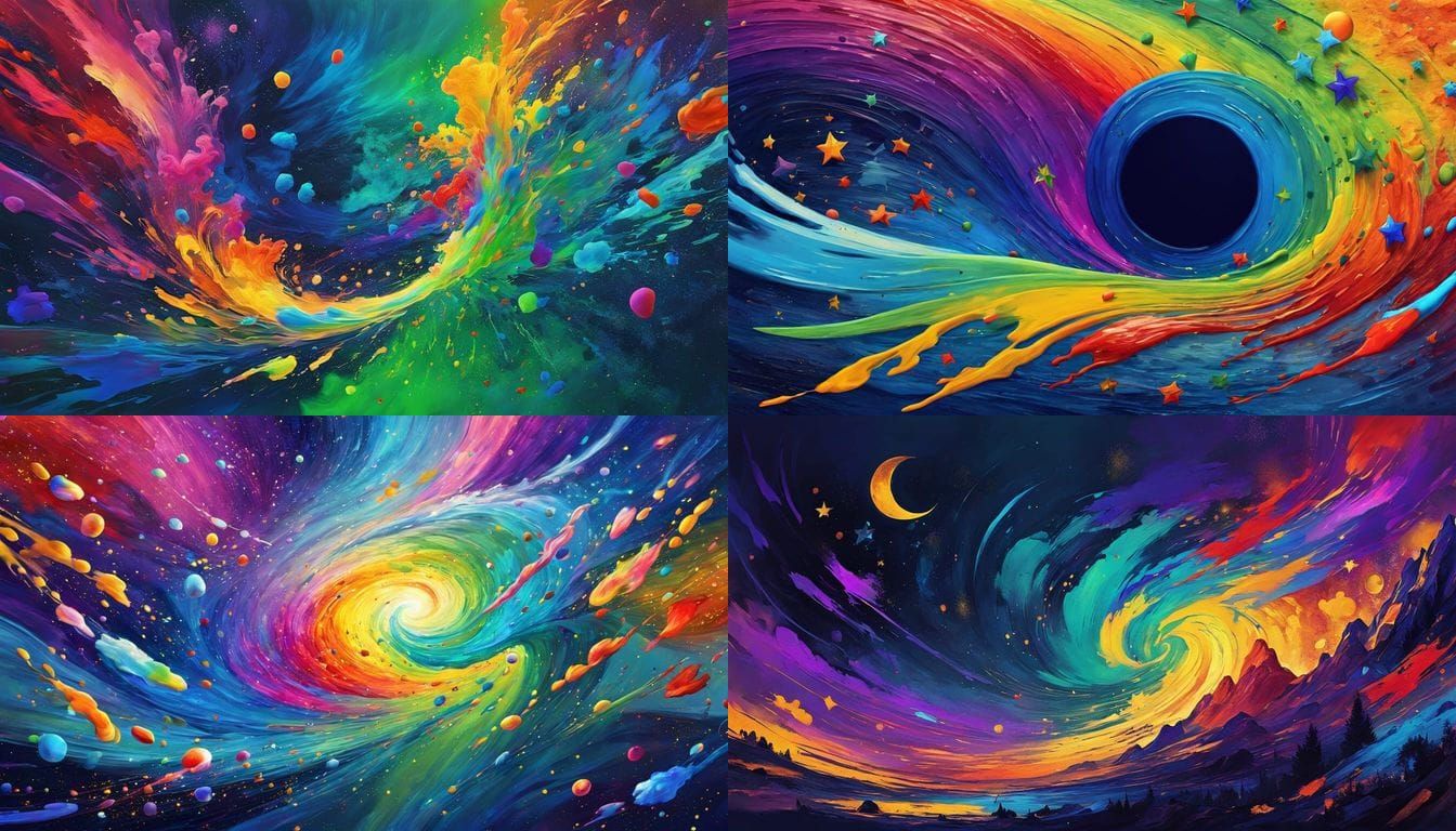 Dreamlike Rainbow Cylinder Exhales Paint into Light Maelstro...