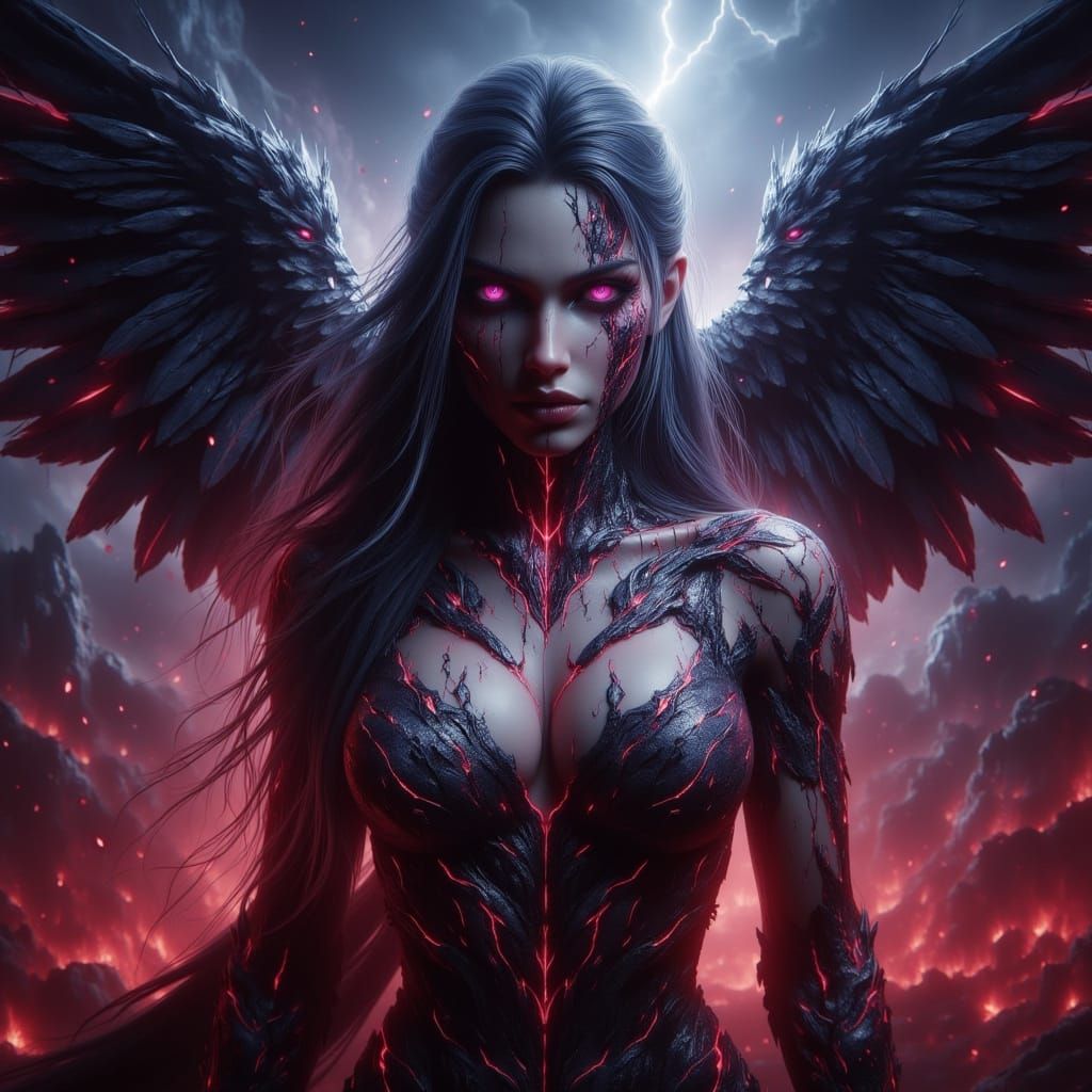 Viking Woman in Apocalyptic Landscape, Fantasy Style