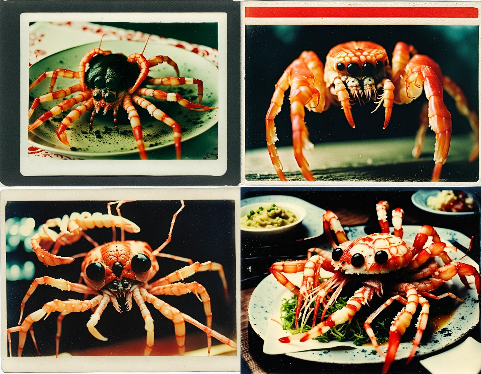 Bizarre Spider-Prawn Creature in 1970s Polaroid Style