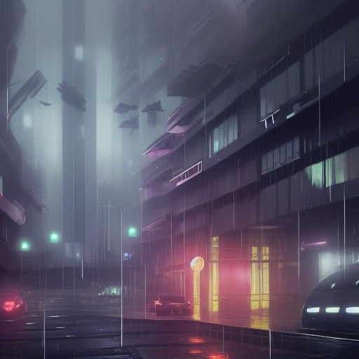 Gritty Sci-Fi Murder Scene in Rainy City