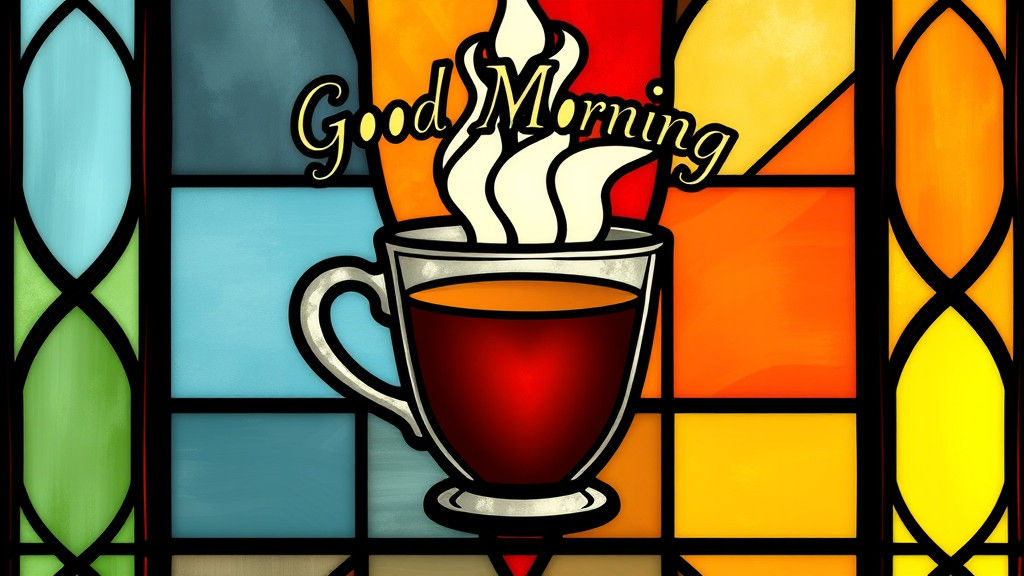 19th Century Stained Glass Coffee Window