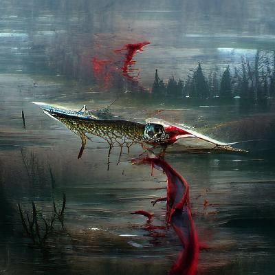 Sinister Bloody Skeleton on a Pike