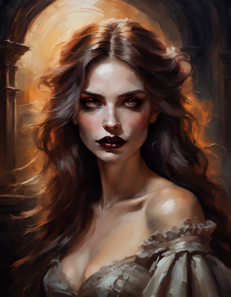 Elegant Vampire Portrait in Victorian Gothic Style
