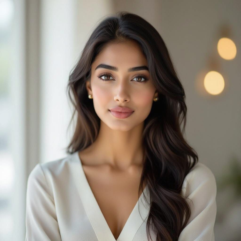 Portrait of a Stunning Indian Woman, Realistic Style