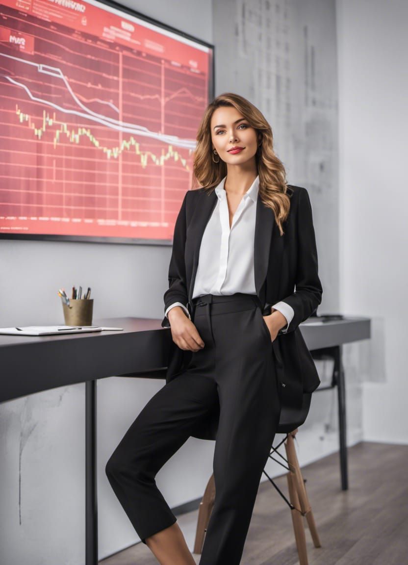 Confident Woman in Modern Office, Digital Art