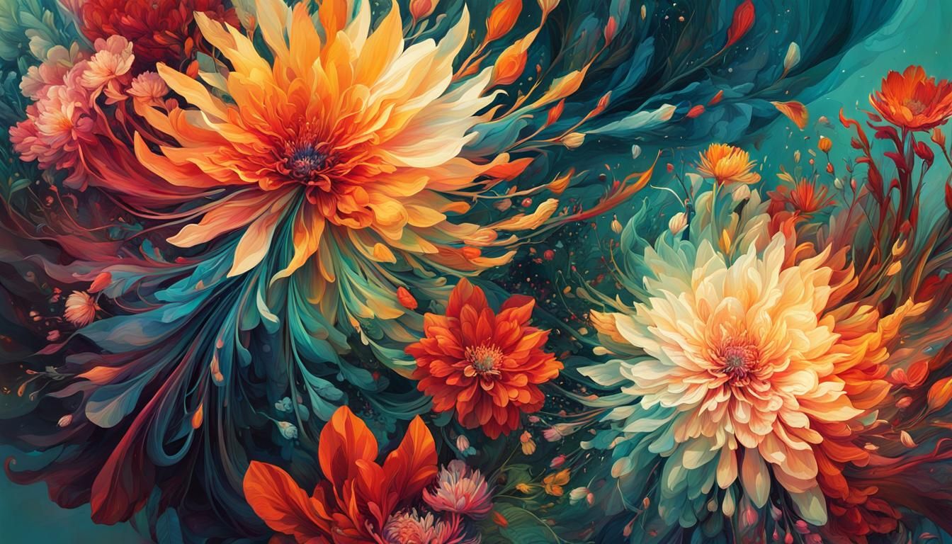 Radiant Spiraling Spring Blooms: A Digital Masterpiece