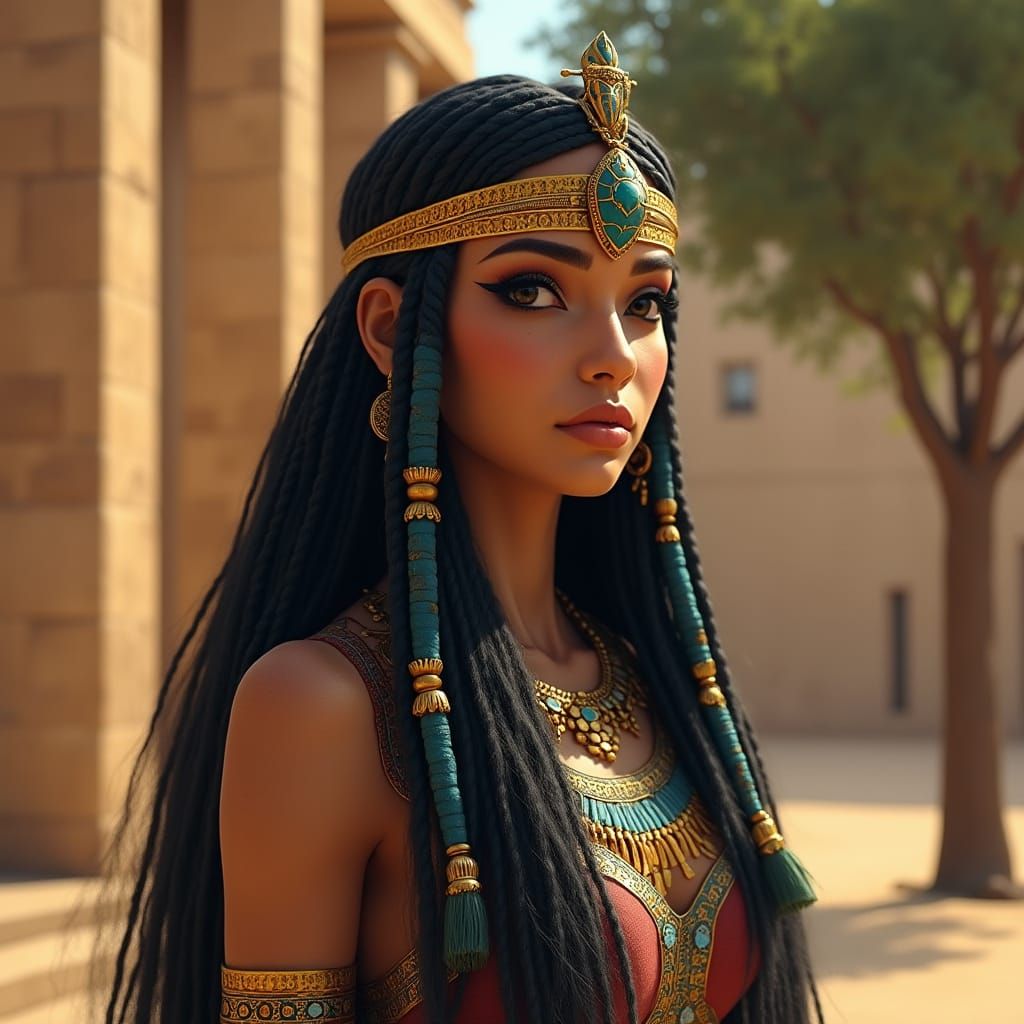 Egyptian Goddess Iusaaset in Splendid Temple Attire