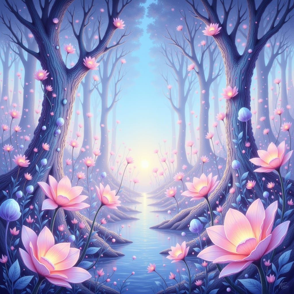 Ethereal Dreamscape in Alcohol Ink and Watercolor Style