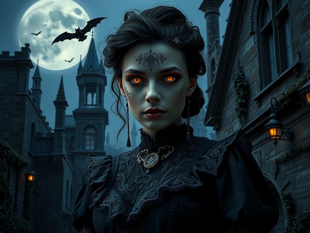 Gothic Woman in Victorian Attire