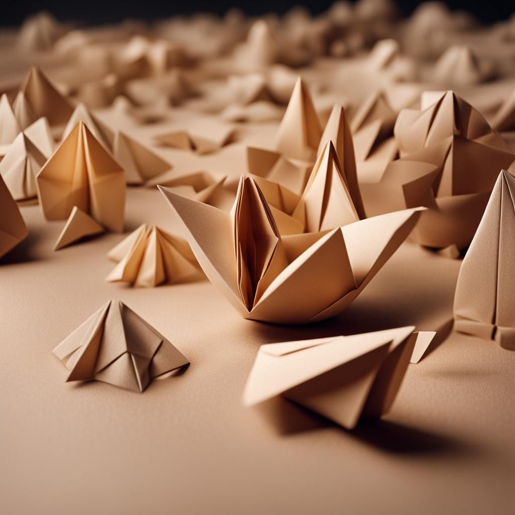 Origami Paper Construction in Soft Focus