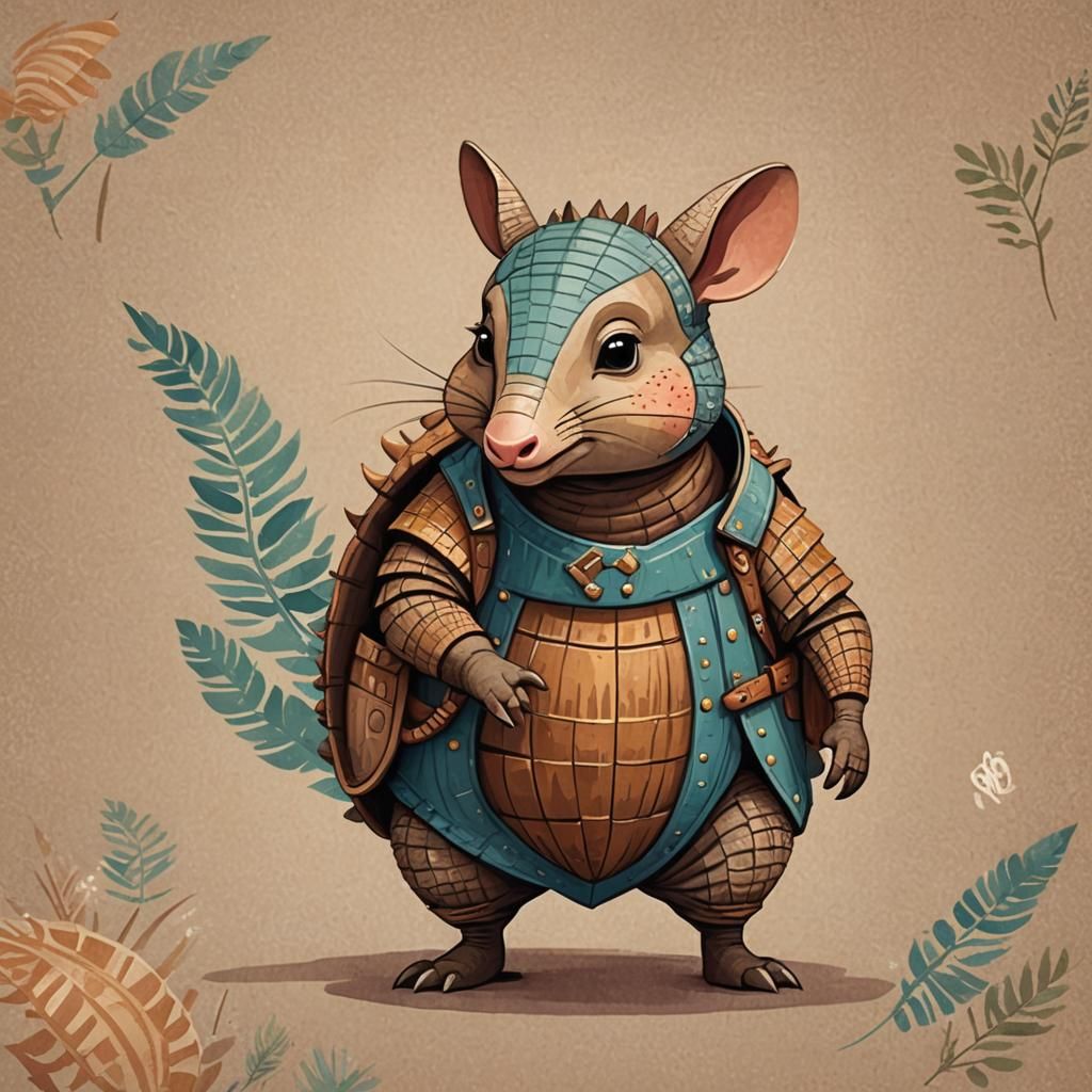 Cartoon Armadillo Character in Digital Art Style
