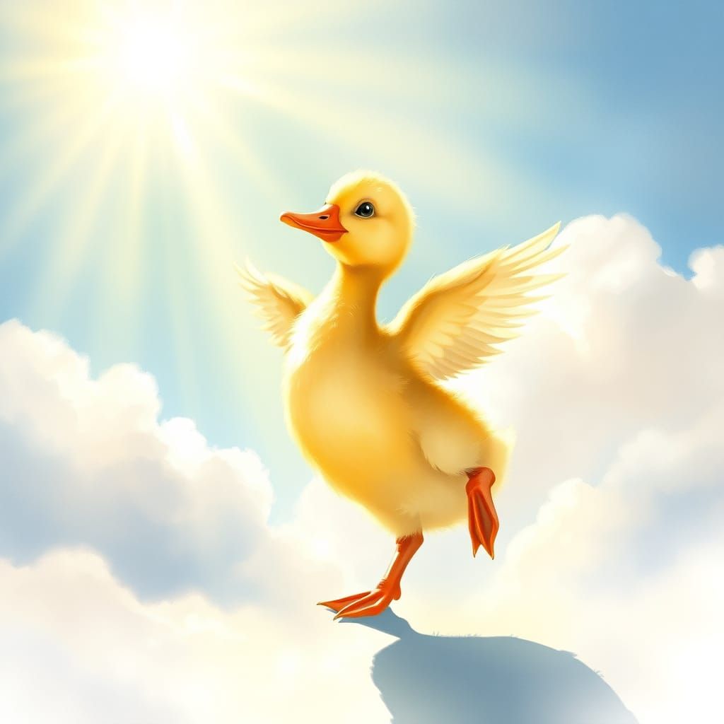Dancing Duckling in Watercolor Style