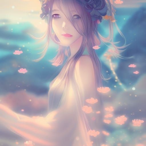 Anime Portrait in a Magical Japanese Wonderland