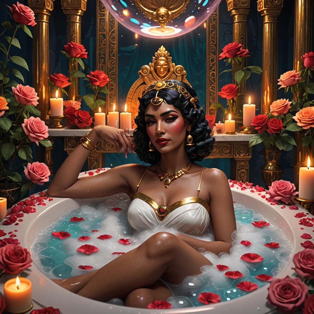 Cleopatra in Bubble Bath, Digital Art
