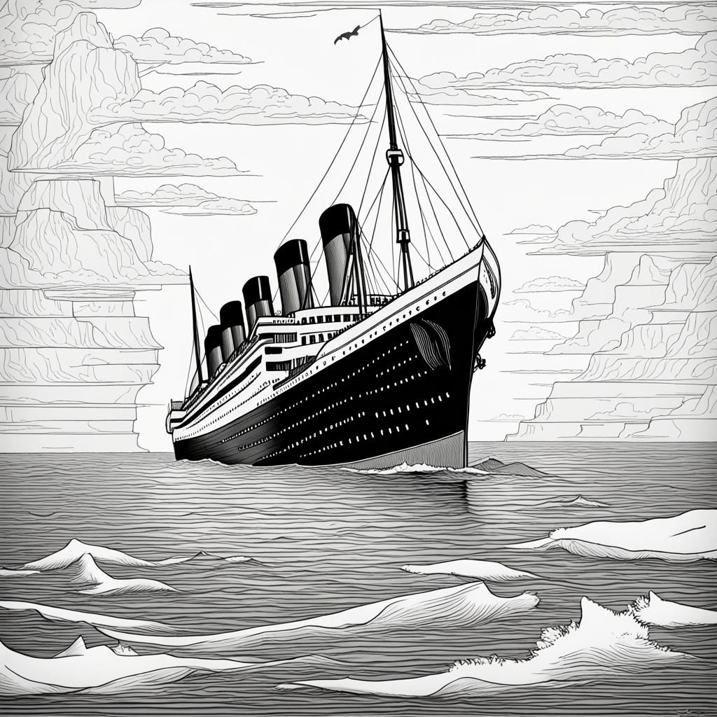 Detailed Line Art of the Titanic
