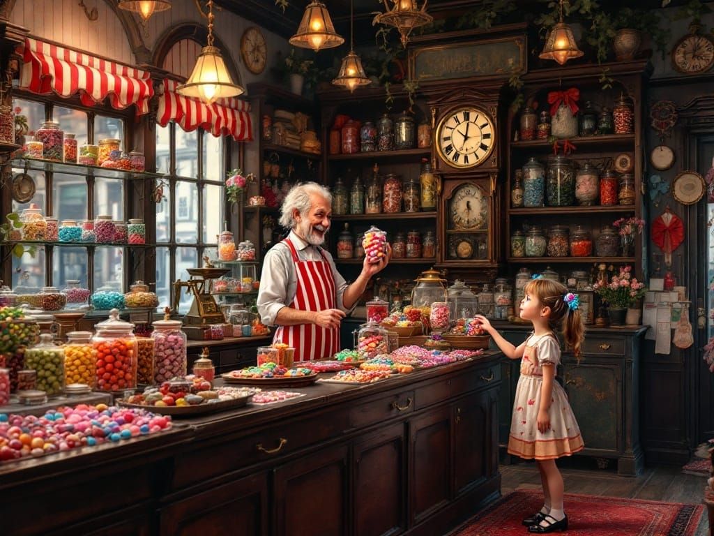 Victorian Sweet Shop Scene as Digital Painting