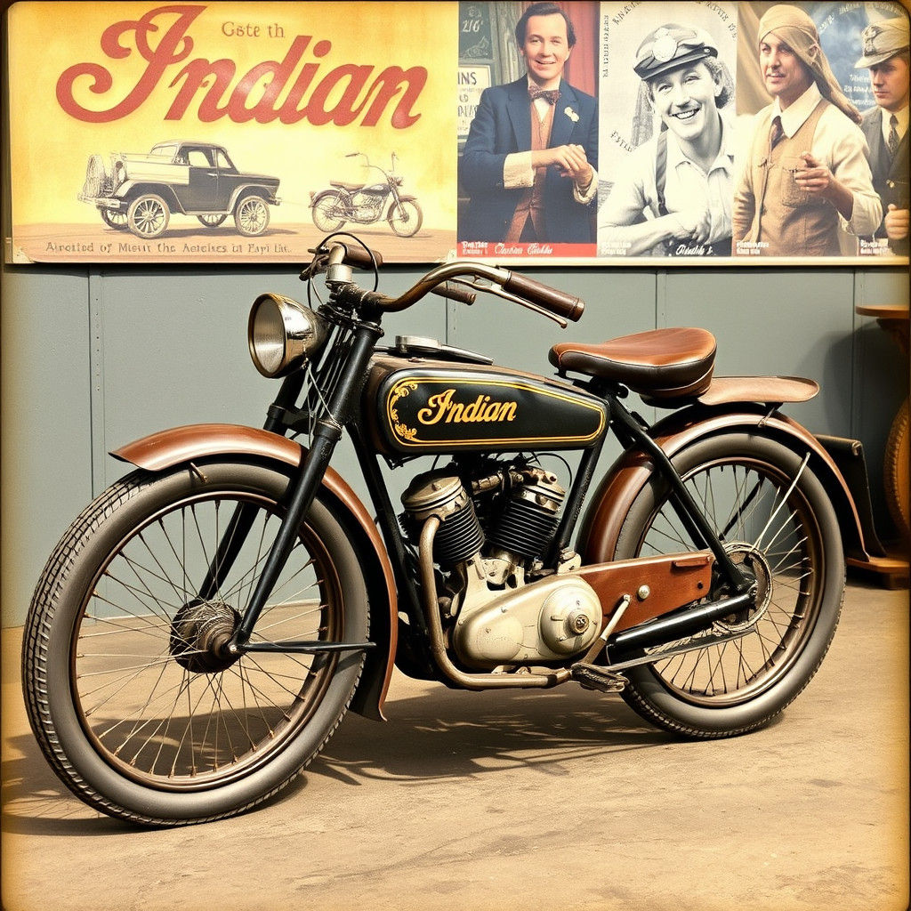Vintage 1901 Indian Motorcycle Illustration