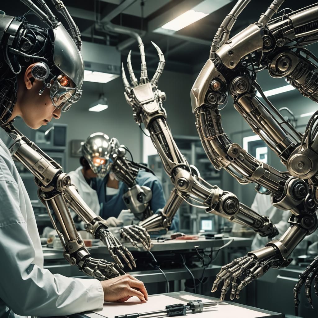 Surreal Surgical Concept Art with Robotic Assistance