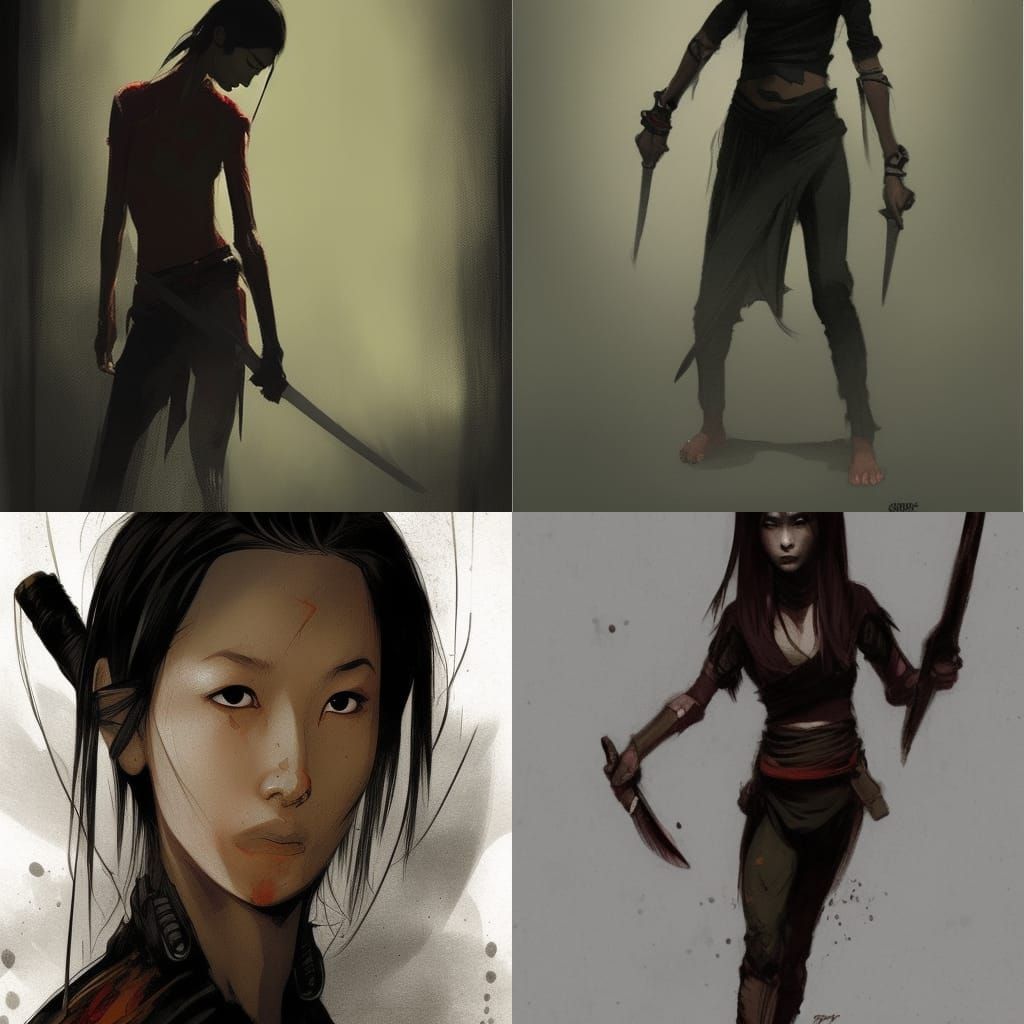Asian Female Ninja Warrior in Graphic Novel Style