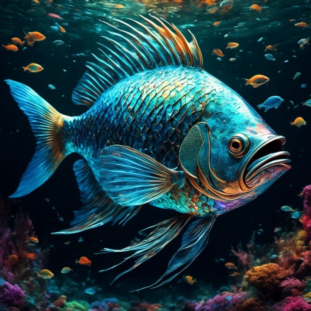 Iridescent Rainbow Fish in Hyperrealistic Detail