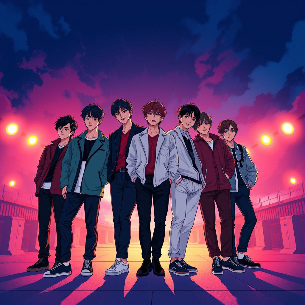 BTS Members in Studio Trigger Anime Style