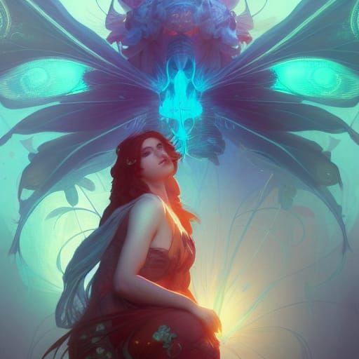 Princess of Blue Moths: Art Nouveau Concept