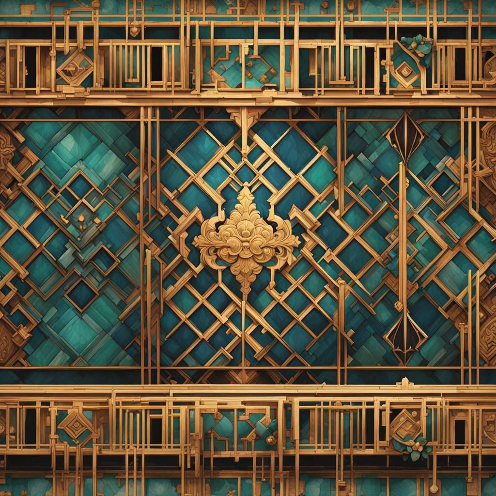 Detailed Plaid Pattern in Art Deco Style