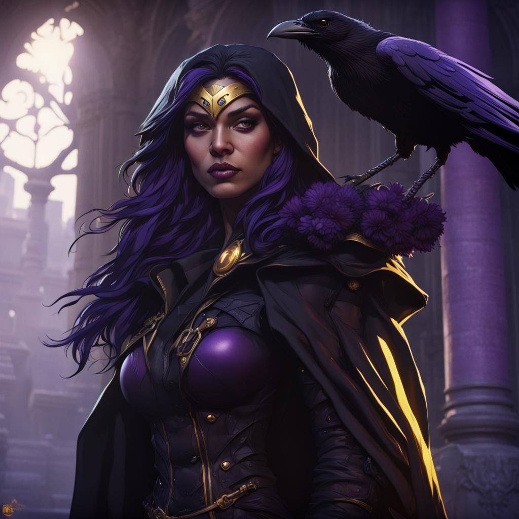 Raven from DC Comics in Dark Fantasy Style