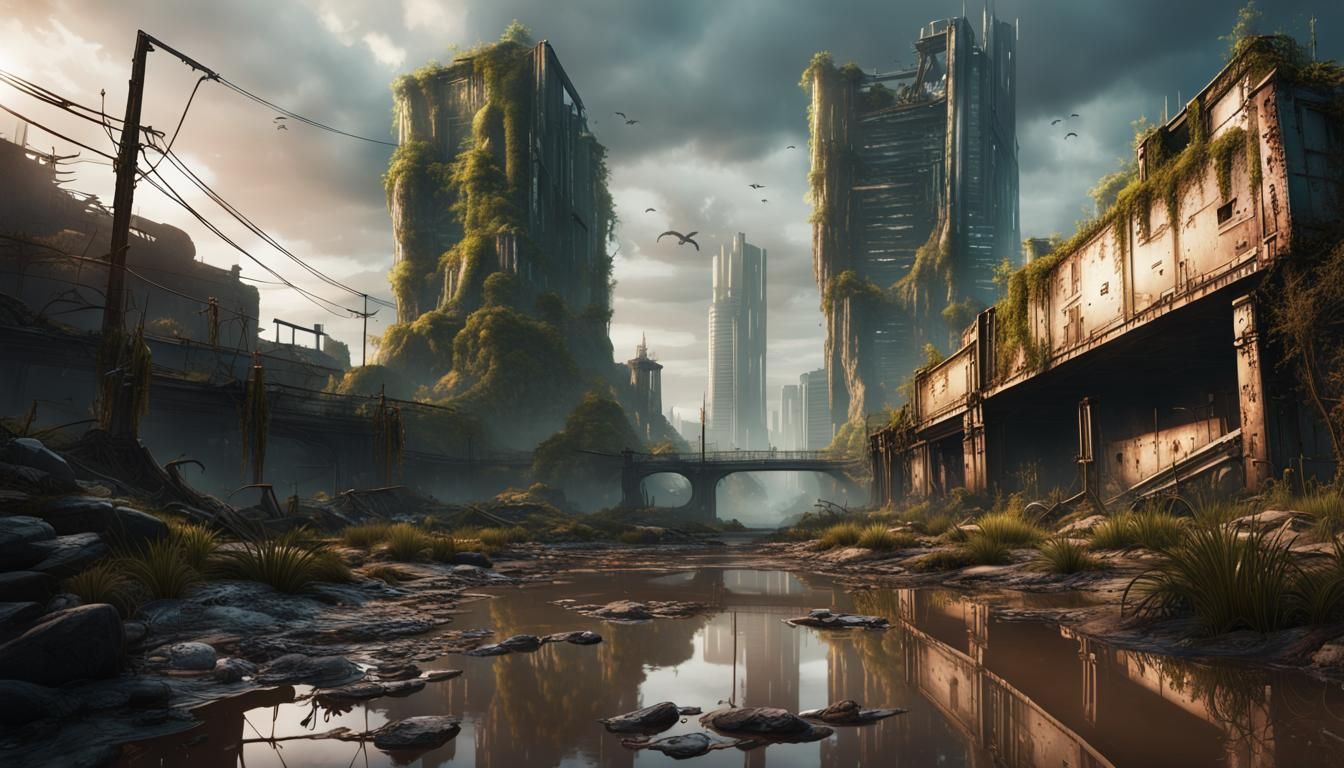 Post-Apocalyptic City Reclaimed by Nature