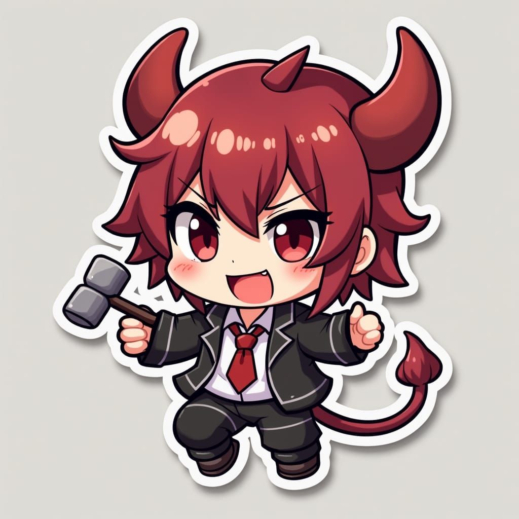 Chibi Anime Demon Sticker Art