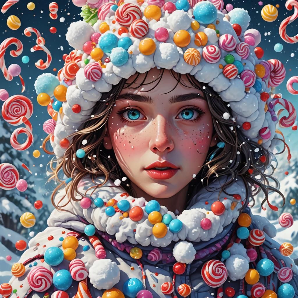 Colorful Candyland Scene in Hyperrealistic Digital Art