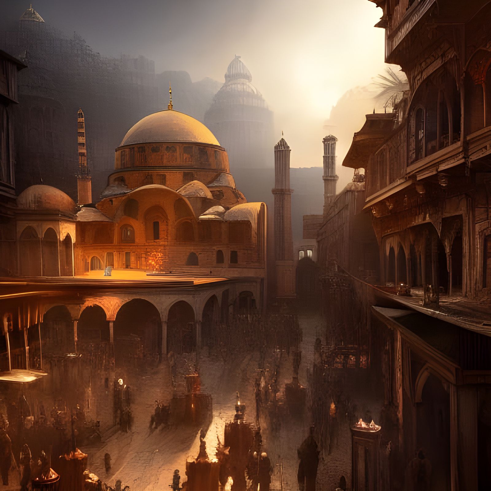 Byzantine Bazaar in Epic Lighting: Detailed Matte Painting