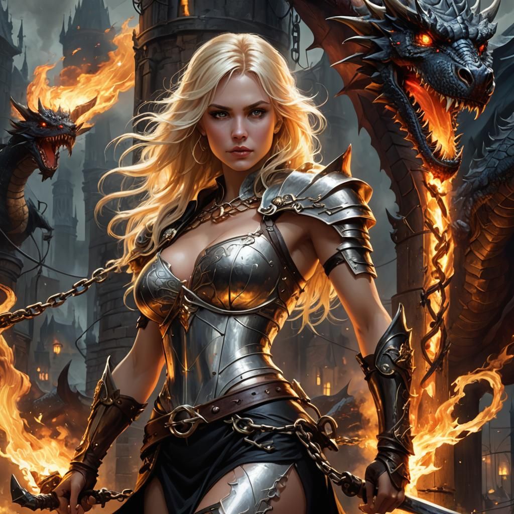 Dragon's Fire: Dark Fantasy Maiden Portrait