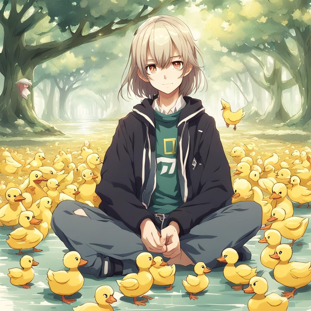 Duckling as Human in Anime Style