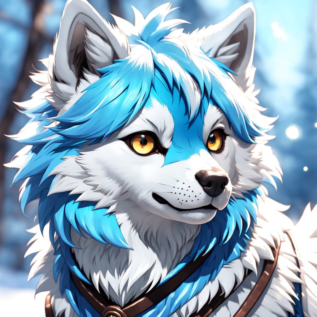 Happy Anime Husky in Pastel Colors