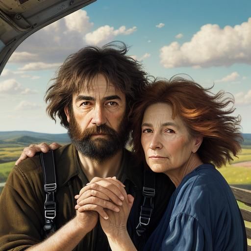 Skydivers: A Vibrant Oil Painting of Eternal Love