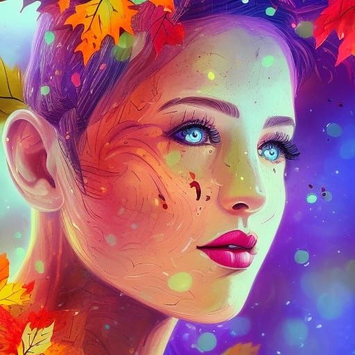 Hyperrealistic Autumn Foliage Splash Art