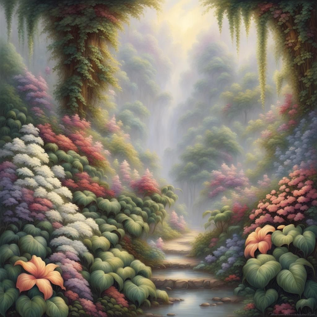 Antique Jungle Vines and Flowers on White