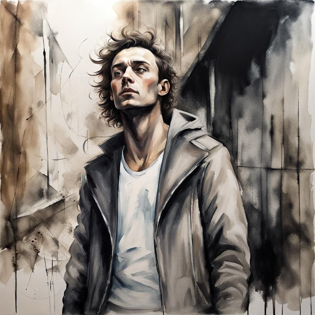 Rule of Thirds Portrait in Ink Wash Style