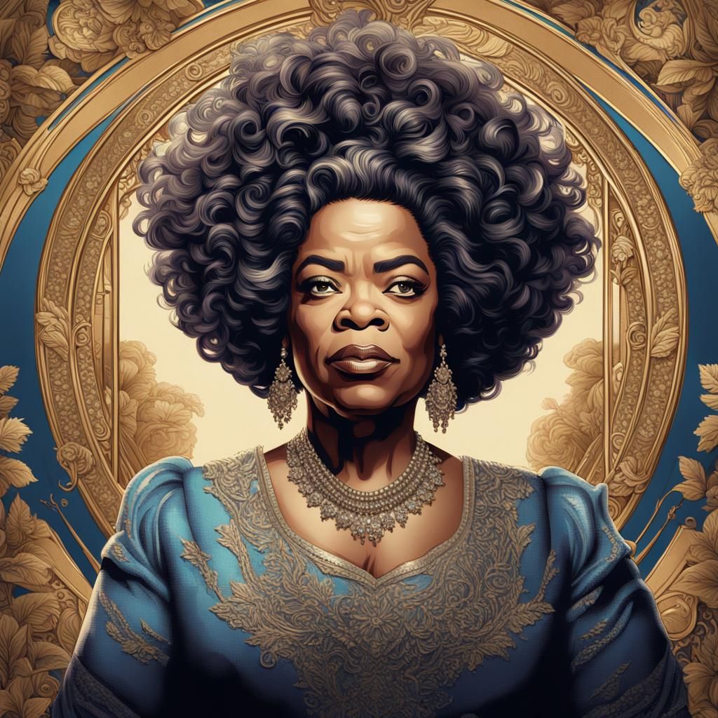 Oprah Winfrey Portrait in Art Nouveau Style
