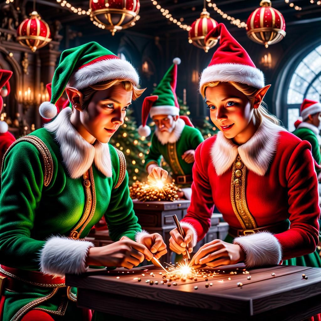 Santas elves working hard to make people π