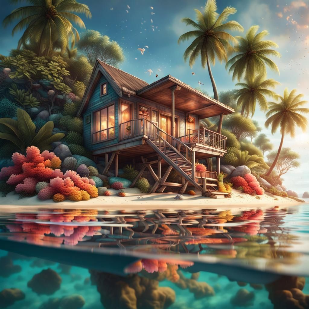 Paradise Island Beach House in Photo Realism