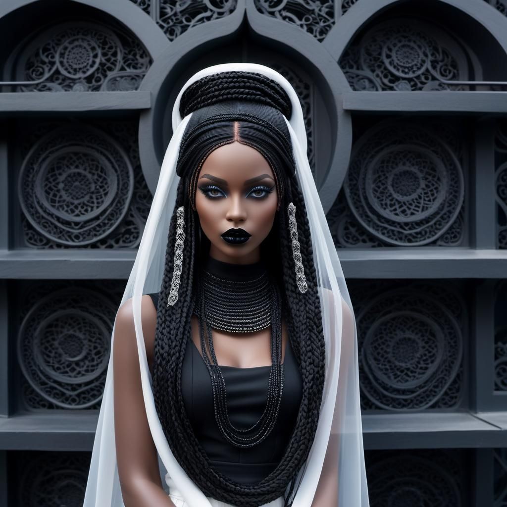 Black Doll in Bychova Style on Parametric Wall