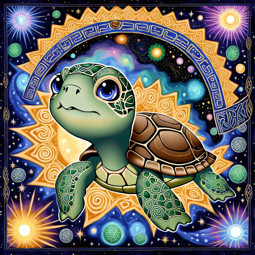 Operatic Turtle Diva in Space, Pre-Raphaelite Style