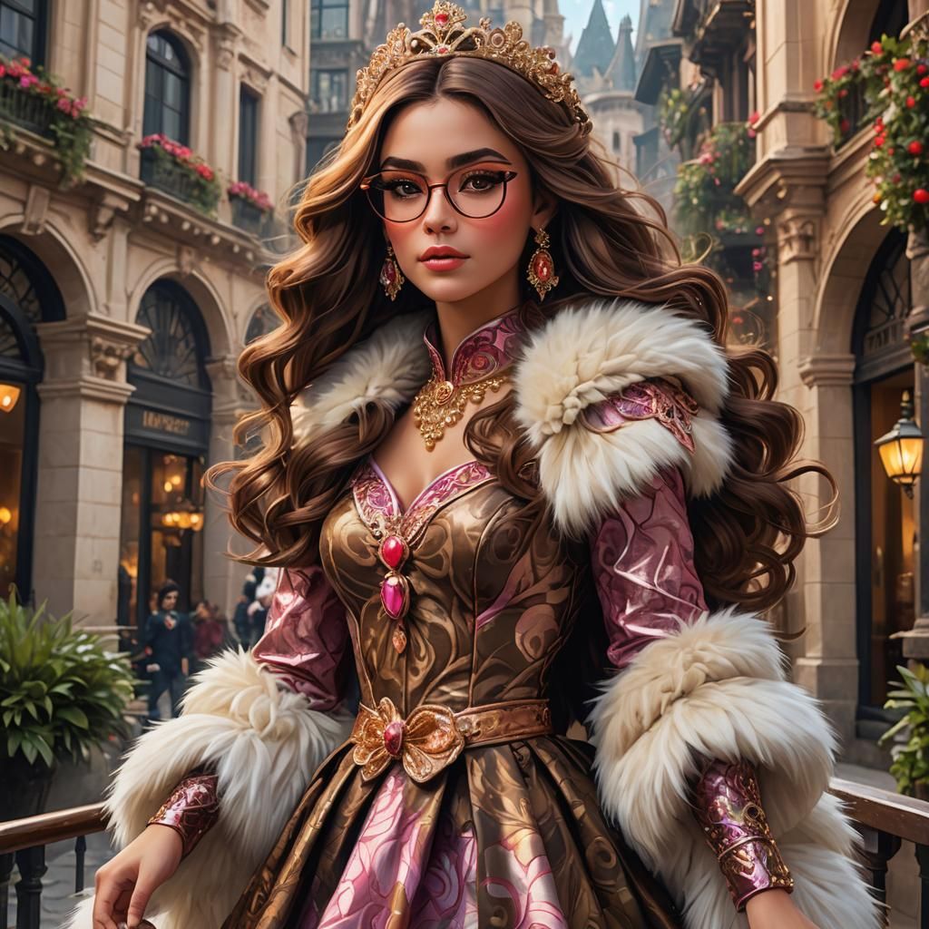 Anime Princess with Brown Hair and Glasses