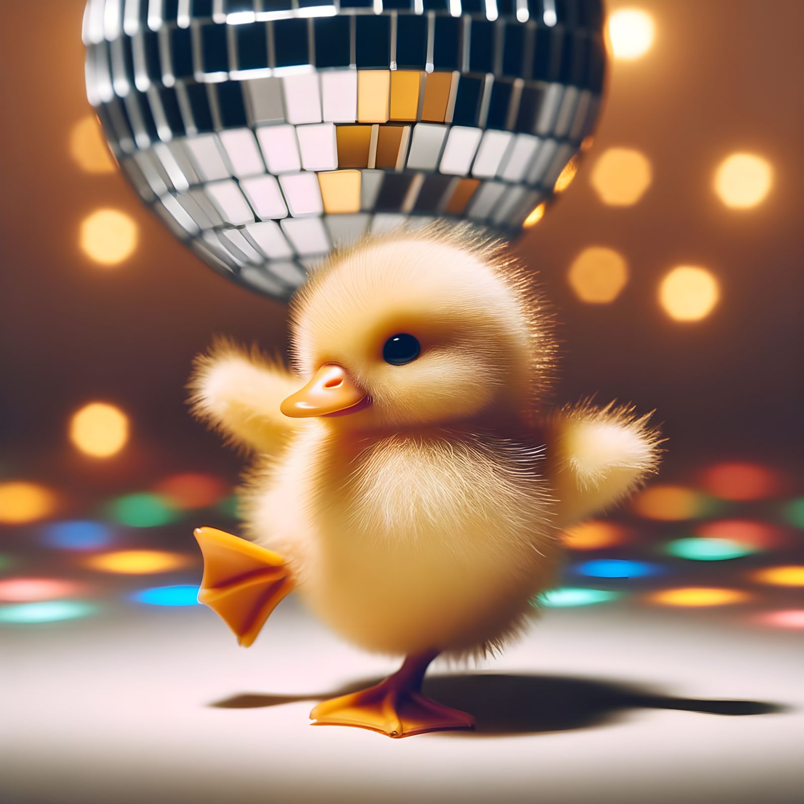 Adorable Duckling Dances Under Disco Ball