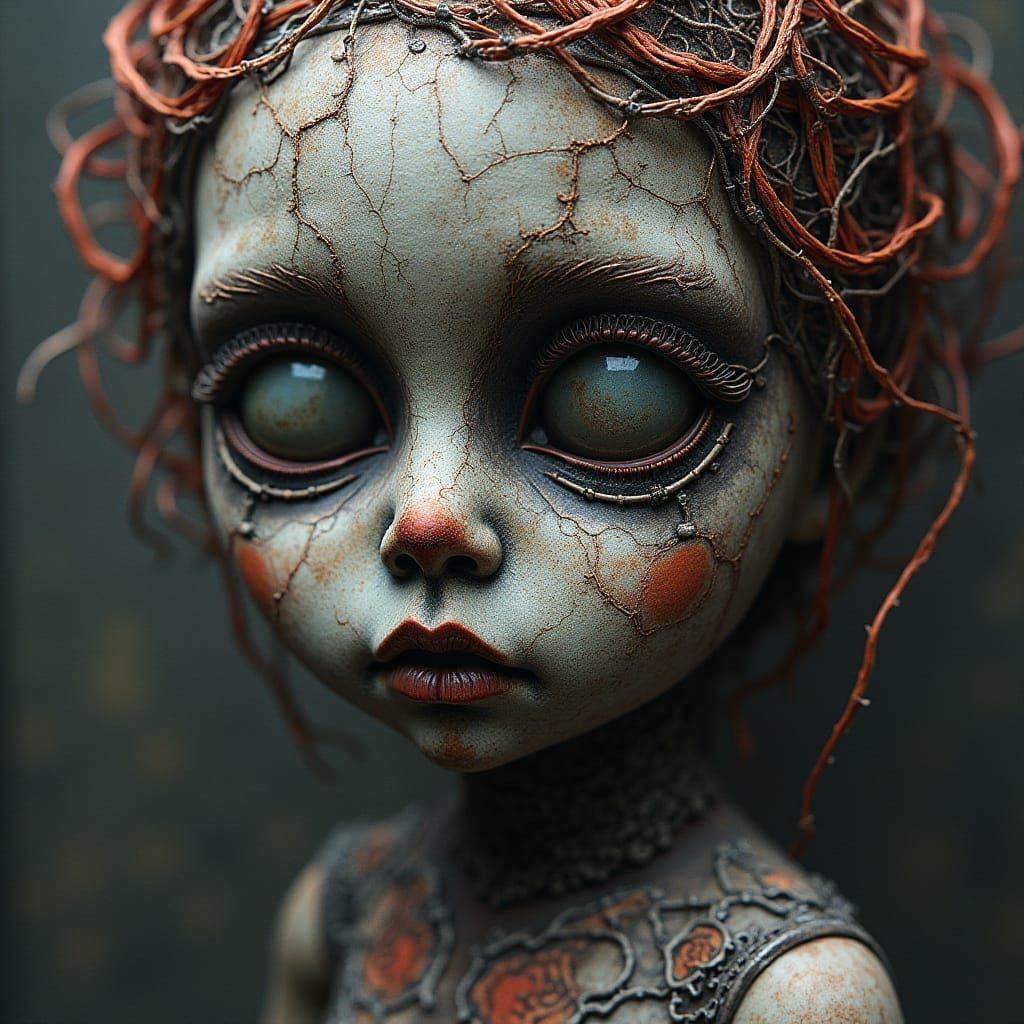 Sinister Wireframe Dolls in Abstract Vector Fractal Art